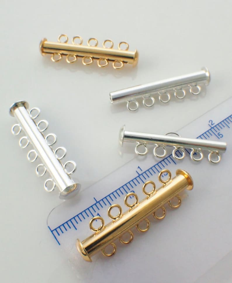 Multi Loop Clasp 4 Slide Lock Clasps 2, 3, 4, 5 Multi Strands Silver Plate, Gold Plate ...