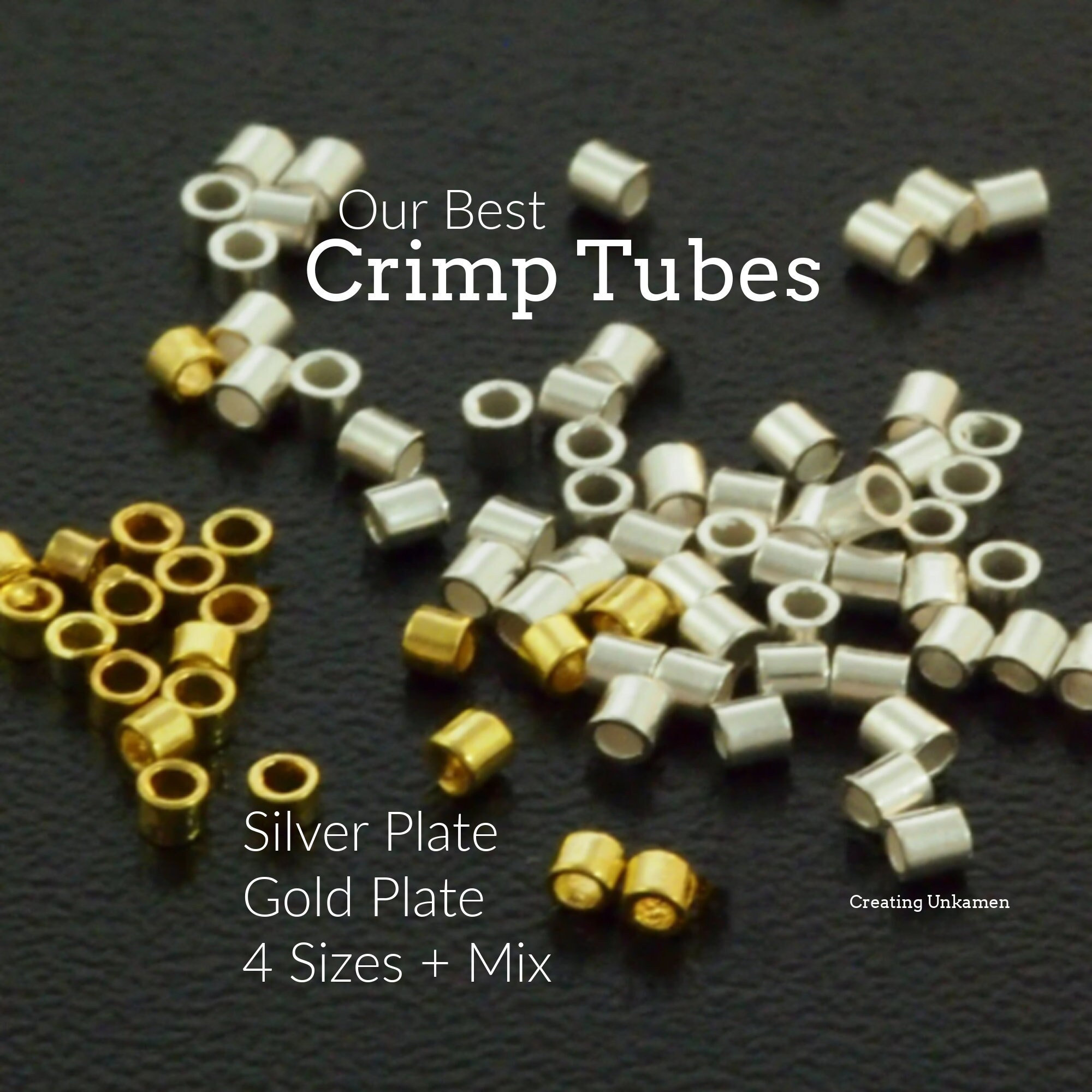 2x2 Satin Gold Tube Crimp Bead-100pc
