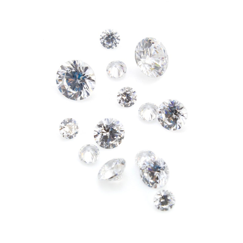 Cubic Zirconia - Loose Round Faceted CZ Stones - Great Alternative for Diamonds in 1mm, 2mm, 3mm, 4mm, 5mm, 6mm, 7mm, 8mm, 9mm, 10mm, 12mm image 3