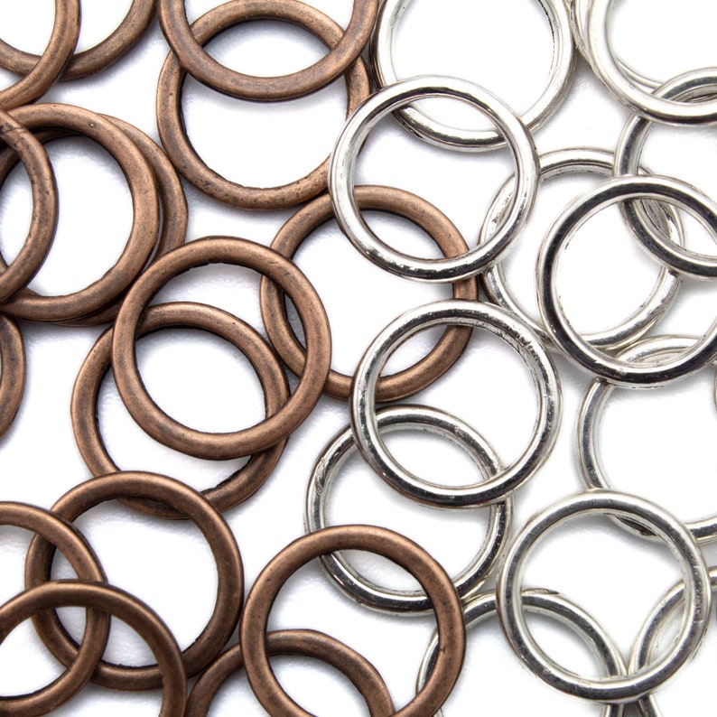 50 14 gauge 14mm OD Soldered Closed Jump Rings Silver Plate or Antique Copper Best Commercially Made 100% Guarantee image 5