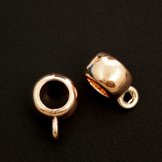 20 Rose Gold Plated Bail Beads with Loop - 10mm x 5mm - Clearance Sale