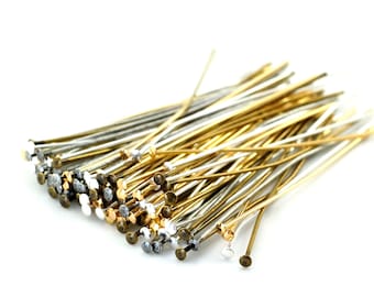 Silver Plated headpins 2 inch 21 Gauge 100 