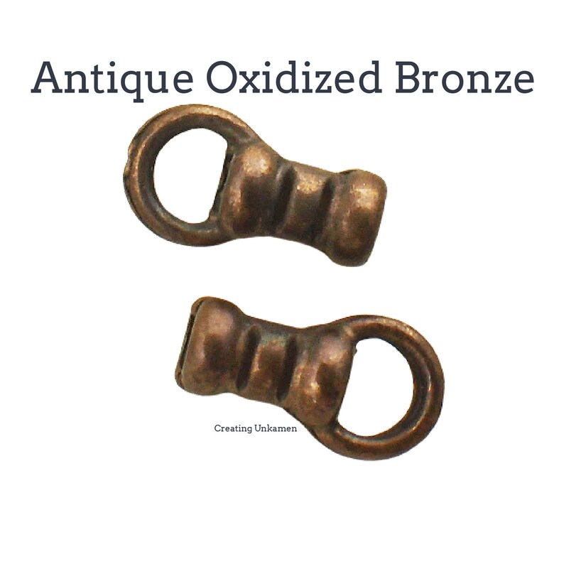 10 Bronze Cord Crimp Ends Made in the USA You Pick Size 1mm, 1.5mm, 2mm, 2.5mm, 3mm image 5