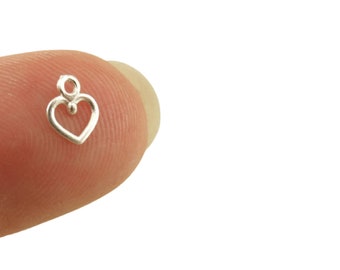 10 Petite Sterling Silver Heart Charms - 100% Guarantee