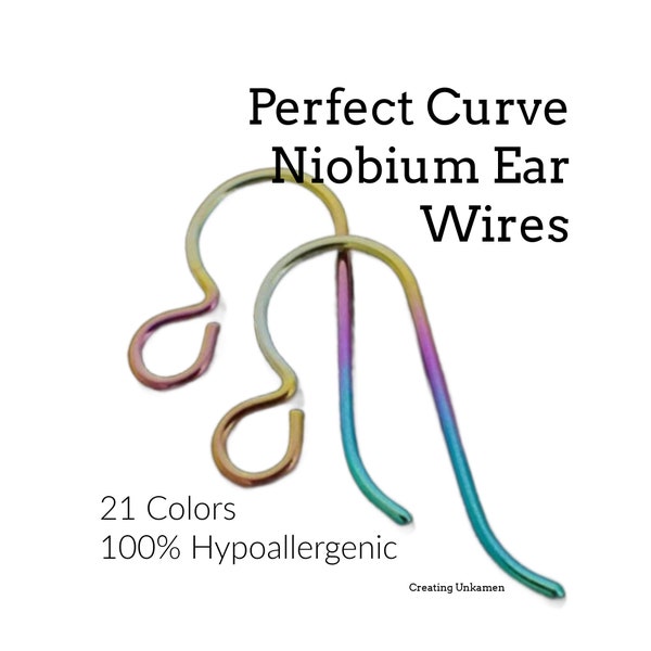 2 Pairs Perfect Curve Hypoallergenic Niobium Ear Wires in 21 Amazing Colors
