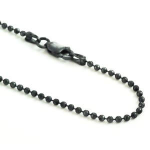 May include: A black chain necklace with a ball chain style. The chain has a lobster clasp closure.