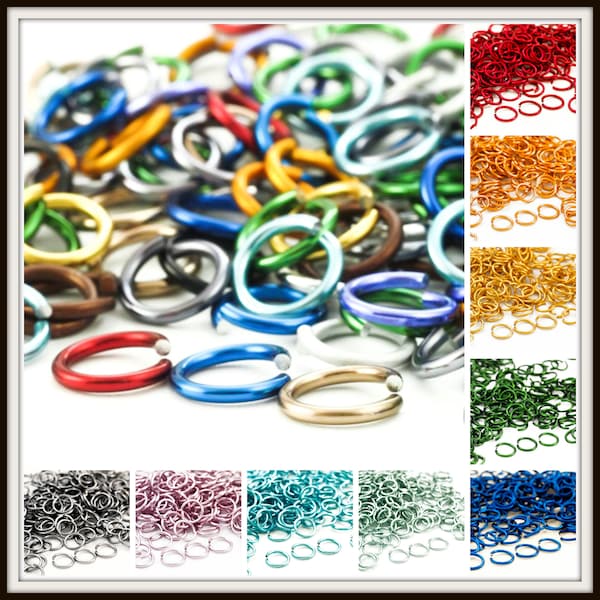 100 Jump Rings 14 gauge Anodized Aluminum 10mm ID - 13.2mm OD - 3/8"