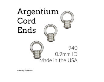 6 Argentium Sterling Silver Cord Crimp Ends - 0.9mm ID - Made in the USA