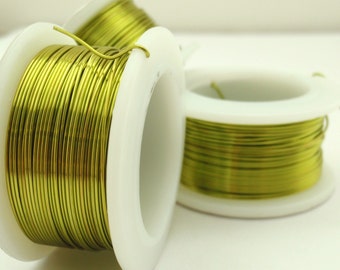 Peridot Green Wire - Non Tarnish Enameled Coated Copper - 100% Guarantee - YOU Pick the Gauge 18, 20, 22, 24, 26, 28, 30