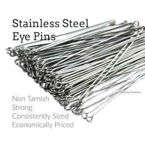 50 pasadores de ojo de acero inoxidable - calibre 22 o 25