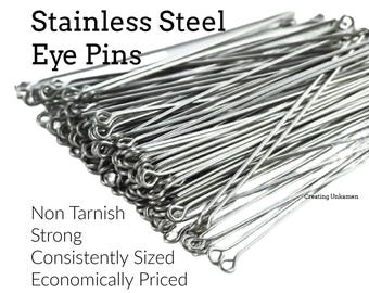 50 Stainless Steel Eye Pins - 22 or 25 gauge