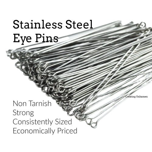 50 épingles à oeil en acier inoxydable - calibre 22 ou 25