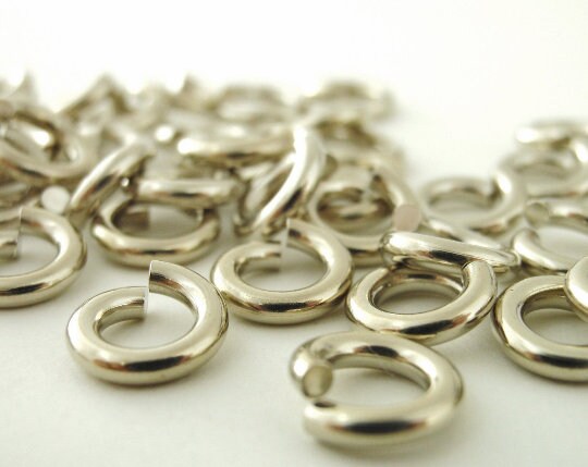 9mm 52pc Silver Plated Twisted Wire Jump Rings, Silver Plated