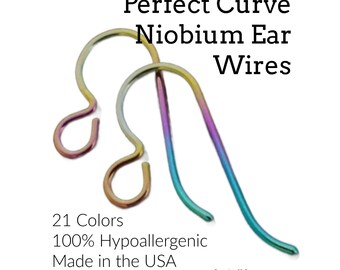 2 Pairs Perfect Curve Hypoallergenic Niobium Ear Wires in 21 Amazing Colors