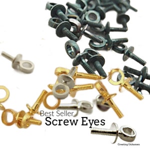 Loop Screws Screw Eye Bails Eye Hook Bails Silver screw eyes Small bails  Assorted Sizes metal screw eye bails