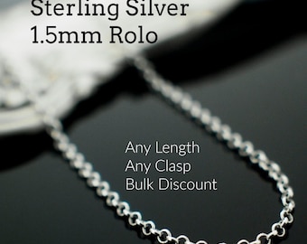 40 Inch Sterling Silver 1.2mm Rolo Chain Necklace - All