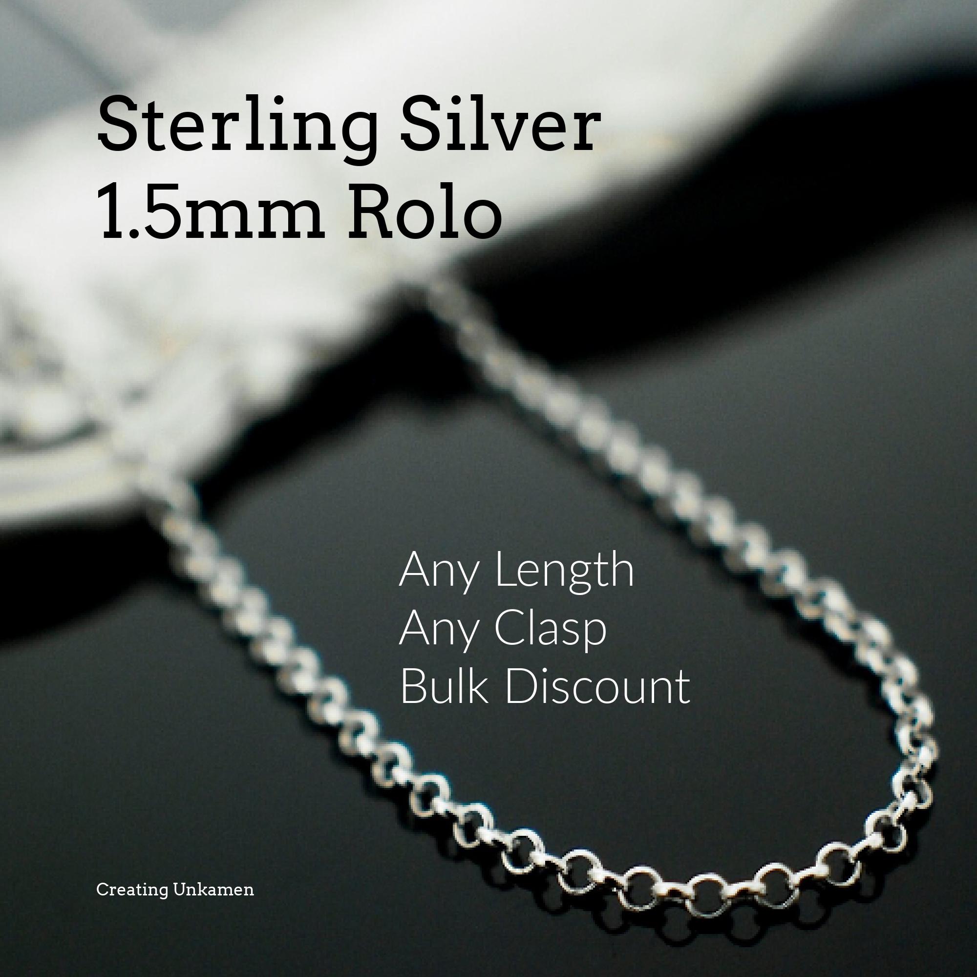 Rolo Chain 1.1mm Necklace Rhodium on Sterling Silver Nontarnish Rolo Chain 1.1mm Necklace Rhodium on Sterling Silver Nontarnish