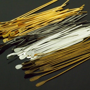 22 gauge Teardrop Head Pins 2 inches 100 Silver Plate, Gold Plate, Antique Gold,  Gunmetal - Best Commercially Made - 100% Guarantee