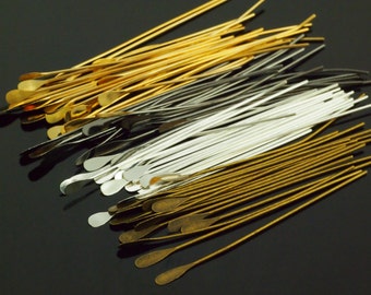 22 gauge Teardrop Head Pins 2 inches 100 Silver Plate, Gold Plate, Antique Gold,  Gunmetal - Best Commercially Made - 100% Guarantee