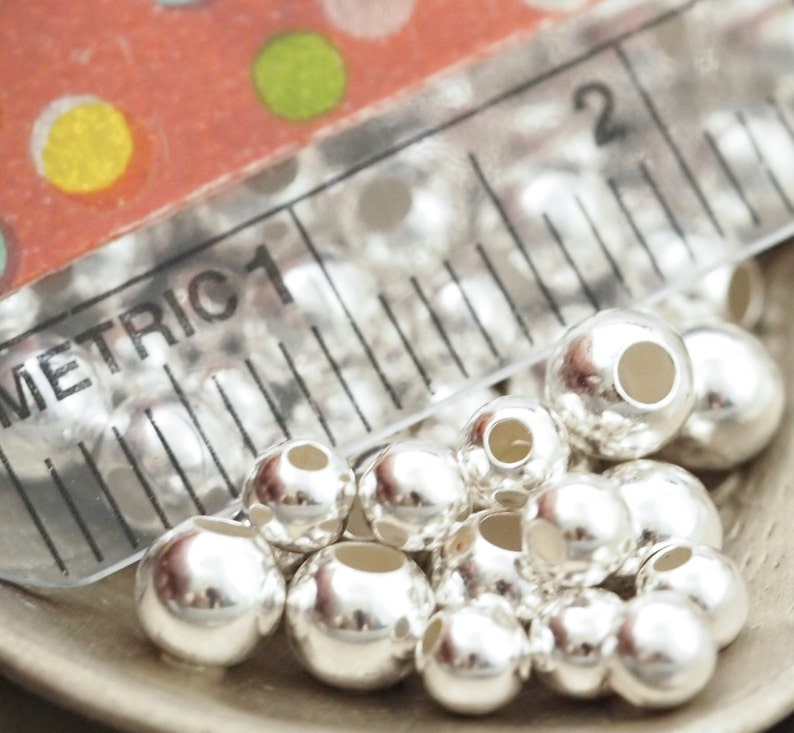 Sterling Silver Smooth Round Beads You Pick Size 2mm 3mm image 5