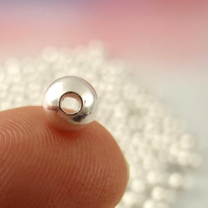 50 Silver Plated Smooth Round Beads You Pick Size 2.5mm, 3mm, 4mm, 5mm, 6mm, 7mm, 8mm, 9mm, 10mm or Mix image 3