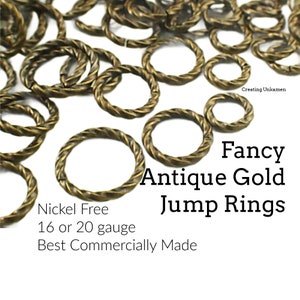 Biegeringe 25 Fancy Antique Gold 16 Gauge, 20 Gauge oder Mix - Am besten im Handel hergestellt - 100% Garantie