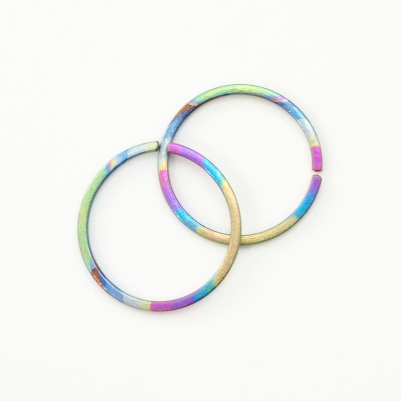 Colorful Hypoallergenic Simple Hoop in Square Titanium 12, 14, 16, 18, 20 gauge You Pick Color and Diameter image 2