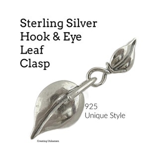 1 Sterling Silver Leaf Hook and Eye Clasp - 48mm X 14mm - 100% Guarantee