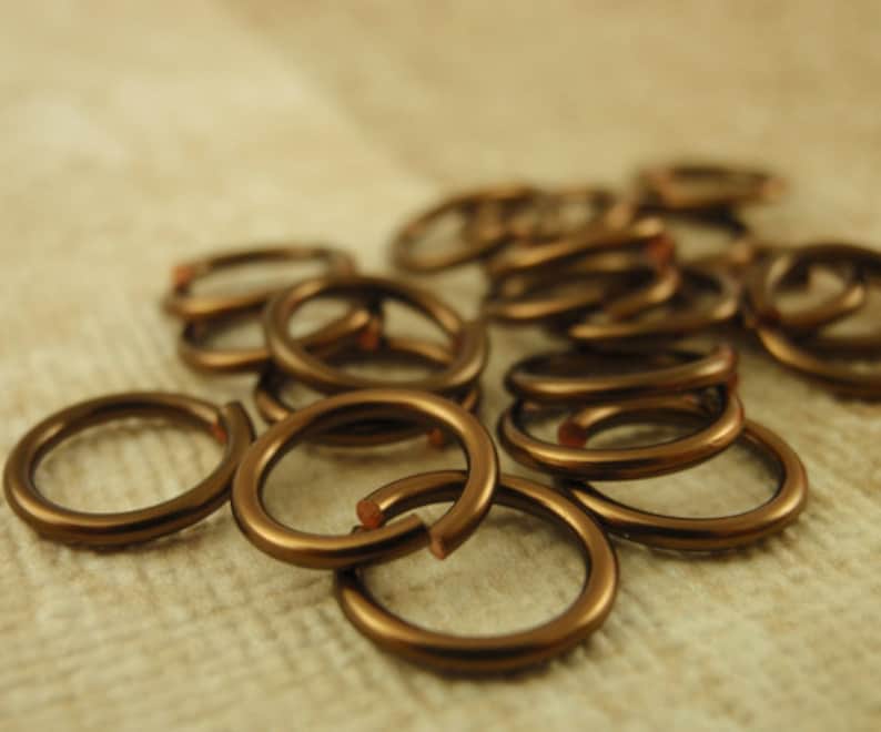 100 Handmade Vintage Bronze Jump Rings, 24, 22, 20, 18, 16, 14 Gauge You Pick Diameter 100% Guarantee Chainmail Links image 1