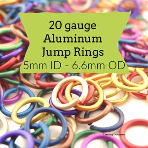 100 - 20 gauge 5mm ID 6.6mm OD Anodized Aluminum Jump Rings - 3/16 inch