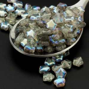 15 Star Beads Black Diamond AB Czech Pressed Glass 6mm 100% Guarantee image 2