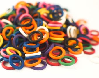 100 Silicone Rubber Jump Rings in 11 Colors - 16 gauge 5mm ID - 3/16"