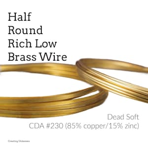 Half Round Rich Low Brass Wire - 12, 22, 24 gauge - 100% Guarantee