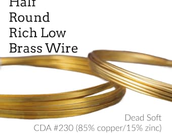 Half Round Rich Low Brass Wire - 12, 22 gauge - 100% Guarantee