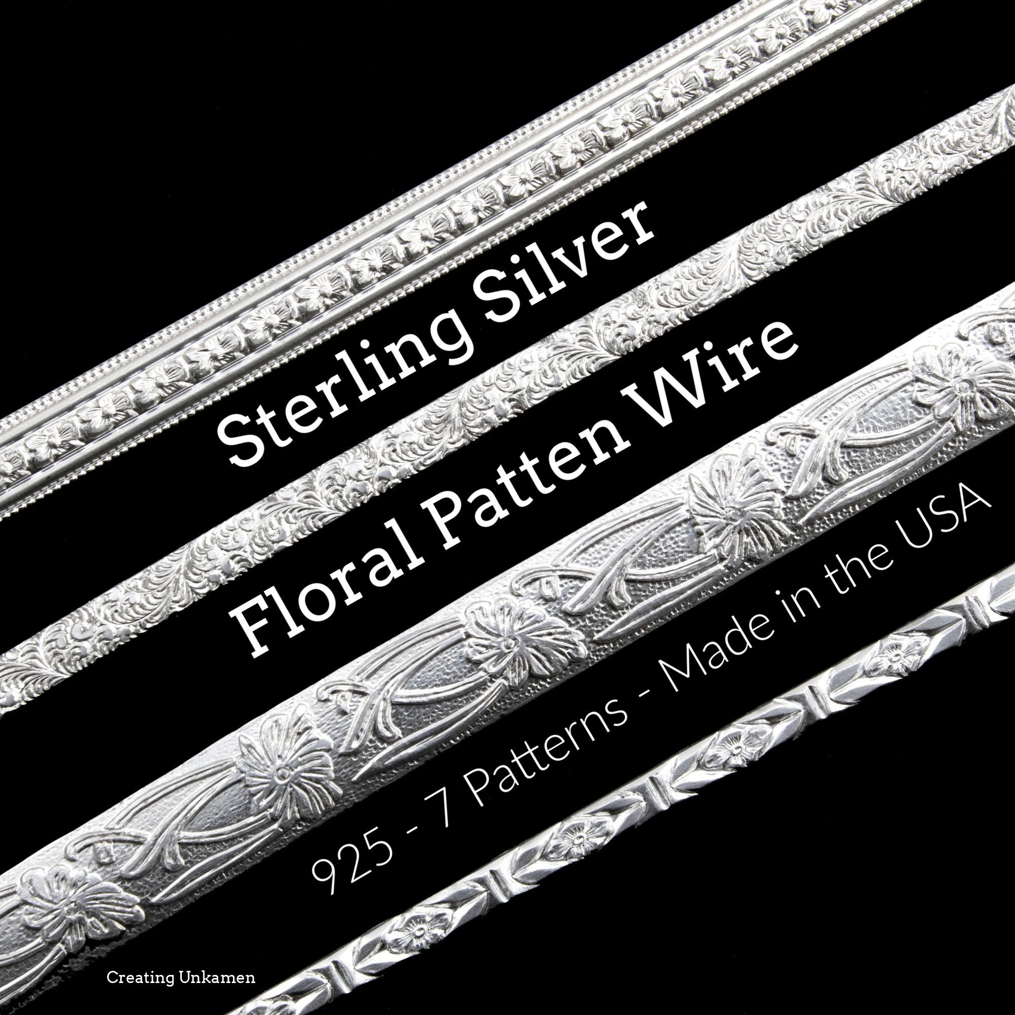 Sterling Silver Floral Pattern Flat Wire by the Inch Etsy
