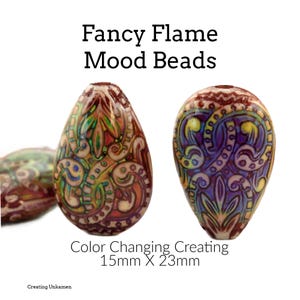 4 Mood Beads Fancy Flame Large Focals - 15mm X 23mm - 100% Guarantee