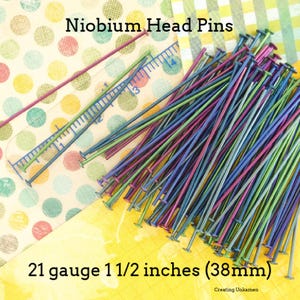 10 Niobium Flat Head Pins - Hypoallergenic 21 gauge 1 1/2 inches