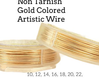 Artistic Wire Non Tarnish 14kt Gold Color 10, 12, 14, 16, 18, 20, 22, 24, 26, 28, 30, 32 gauge