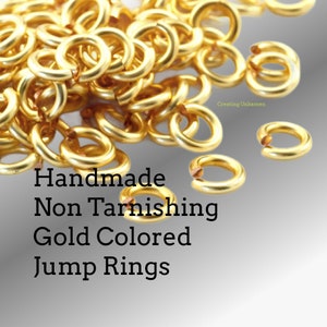 100 Handmade Non Tarnishing Gold Colored Jump Rings You Pick Gauge 12, 14, 16, 18, 20, 22 and 24 Diameter 100% Guarantee image 1