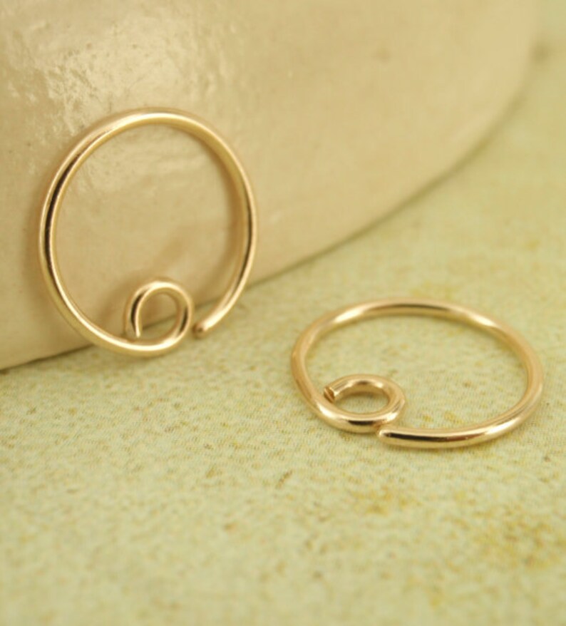 1 20 Gauge Solid 14kt Gold Hoop Earring 10mm Switch Etsy