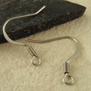 10 Pairs Surgical Steel Ear Wires Hammered with Coils - Made in the USA