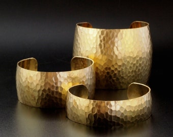 Domed and Hammered Bangle Cuff Bases in Rich Low Brass - 3 Sizes to Choose From 18.75mm - 50mm