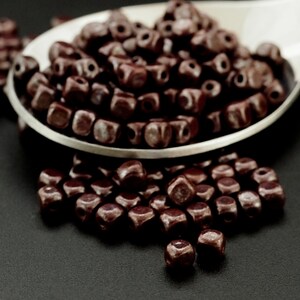 60 4mm Luster Opaque Brown Cube Czech Beads 100% Guarantee image 4
