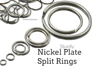 Nickel Plated Split Jump Rings - You Pick Size - 5mm, 8mm, 10mm, 12mm, 15mm, 20mm, 24mm, 28mm OD - Perfect for Key Rings and Pet Tags