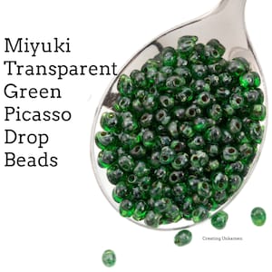 Miyuki DP-4507 Transparent Green Picasso Drop Beads