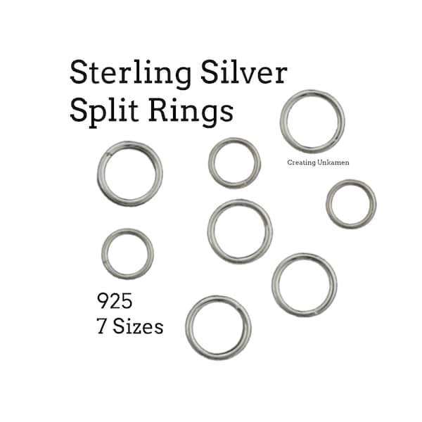 Sterling Silver Split Rings - Key Rings, Links, Connectors 3.5mm, 4mm, 5mm, 6mm, 8mm, 19mm, 25mm