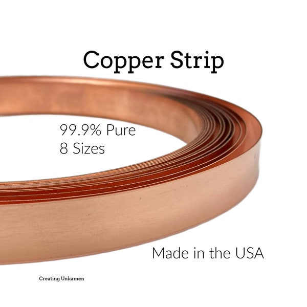 Copper Strip Wire - By the Foot - Solid, Raw Bracelet, Bezel and Ring Stock - 8 Sizes to Select From with 100% Guarantee