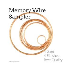 Sampler geheugendraad: 39 lussen in zilver, goud, koper, hematiet en roestvrij staal, perfect voor een verscheidenheid aan ringen, armbanden en kettingen