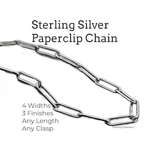 Any Length Sterling Silver Paperclip Chain  - 1.9mm, 2.6mm, 3.8mm, 6mm Cable Necklace - Custom Finished or By The Foot Bulk