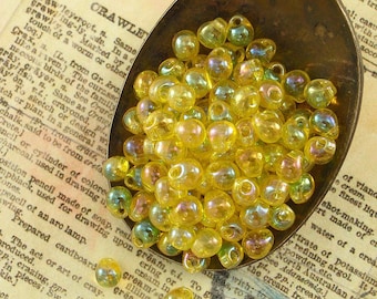 Transparent Yellow AB Drop Glass Beads 3mm X 4mm Miyuki